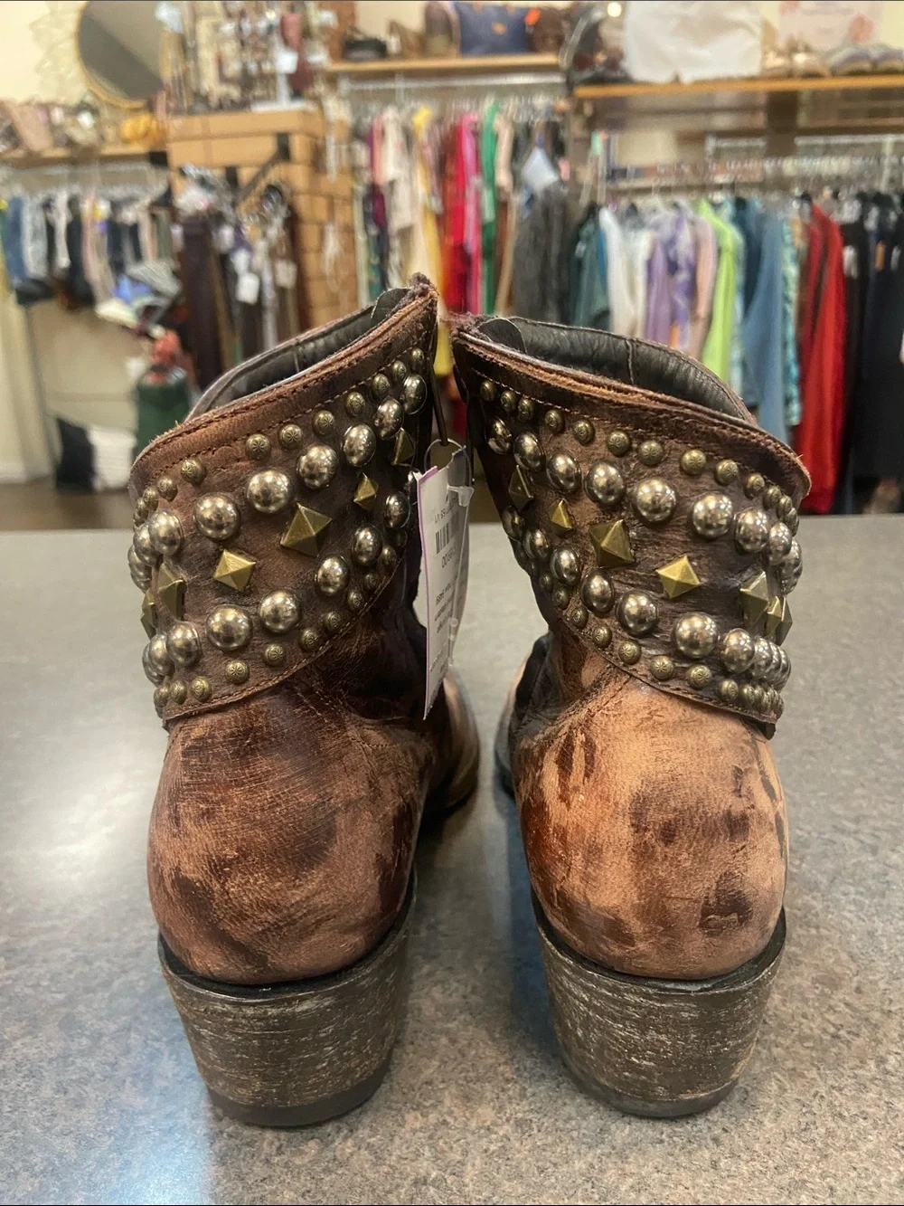 Old Gringo Copper Brown Studded Leather Ankle Boots - Women - Picture 6 of 7